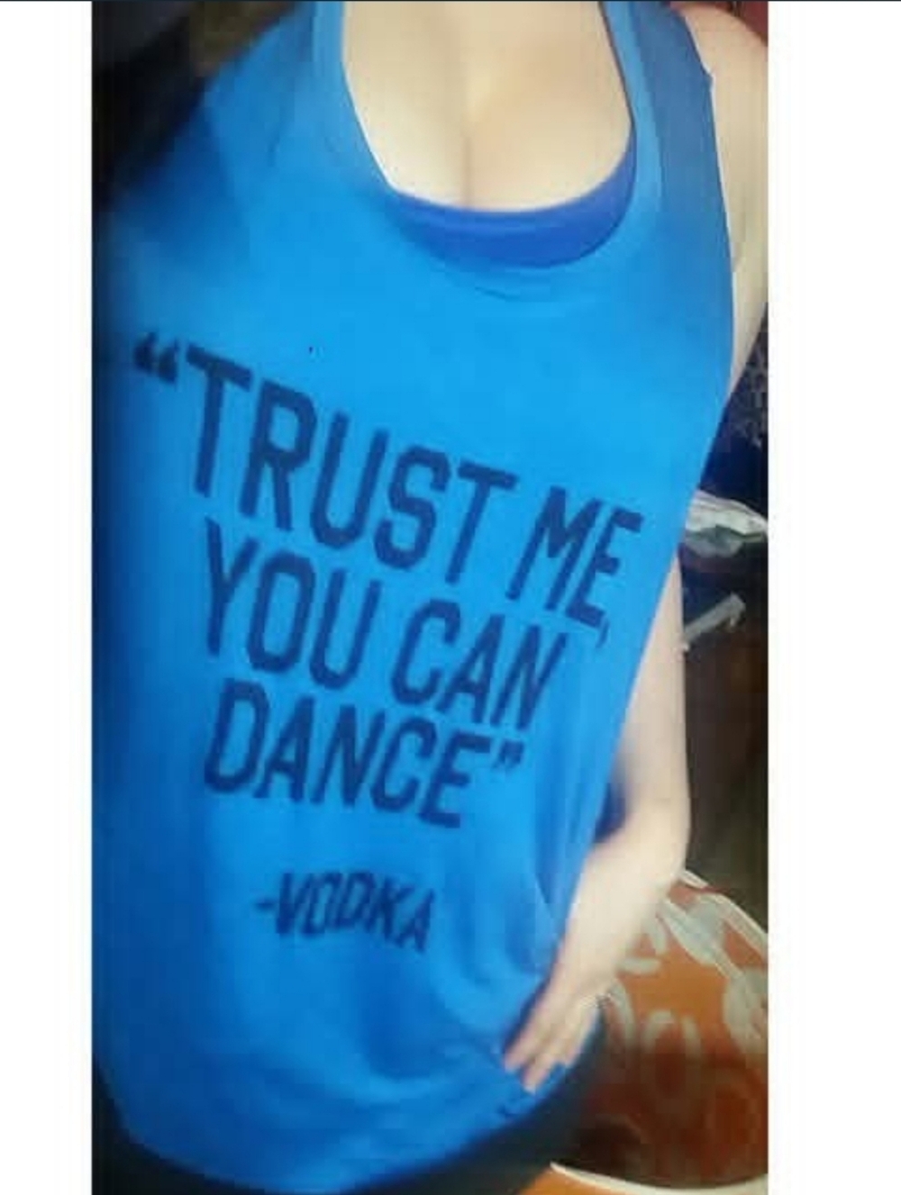 UK2LA “Trust Me, You Can Dance – Vodka” Muscle Tank Top | Blue | Size Small
